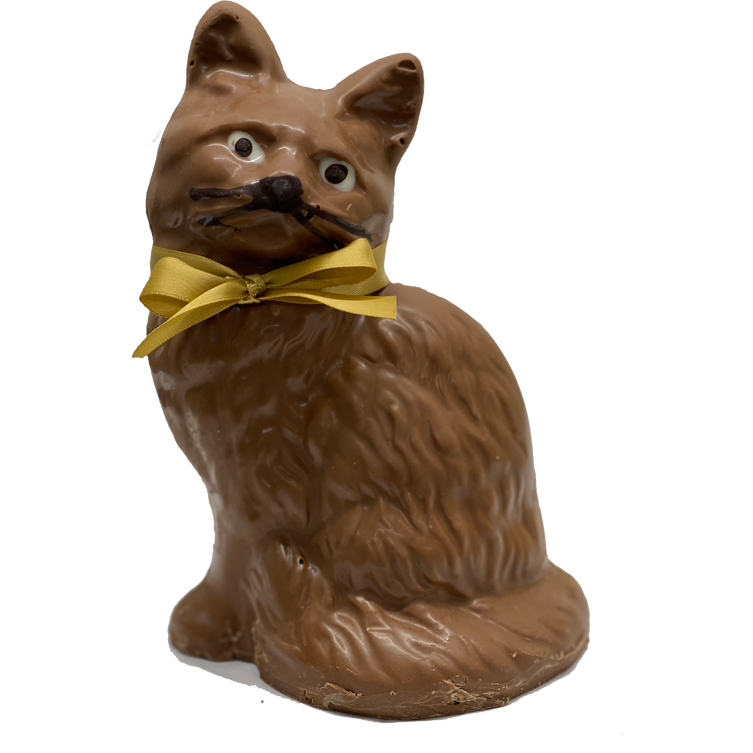 Large handmade chocolate cat Simon Dunn