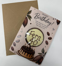 Load image into Gallery viewer, Personalised Birthday Card with Handmade chocolate Lollipop