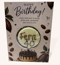Load image into Gallery viewer, Personalised Birthday Card with Handmade chocolate Lollipop