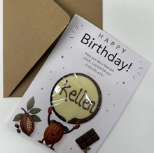Load image into Gallery viewer, Personalised Birthday Card with Handmade chocolate Lollipop