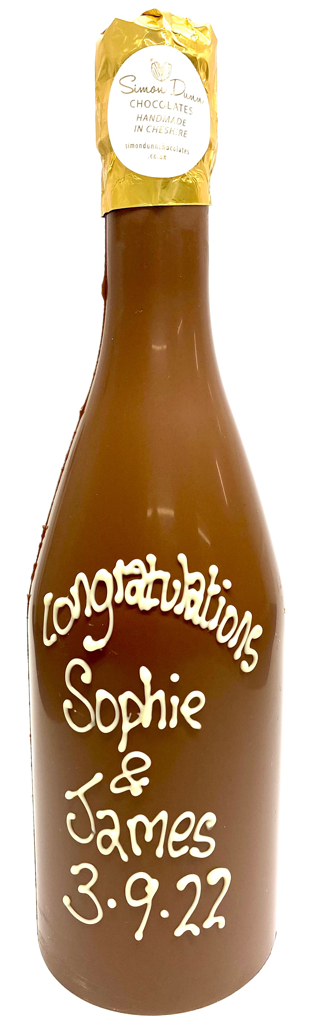 Chocolate Champagne bottle Handmade chocolate gift Simon Dunn