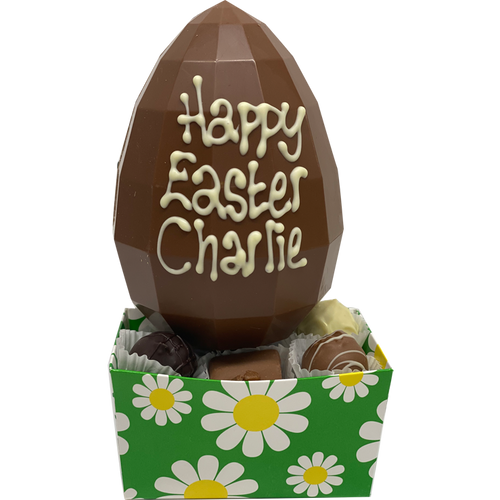 Personalised Handmade Belgian chocolate Easter egg with six chocolates