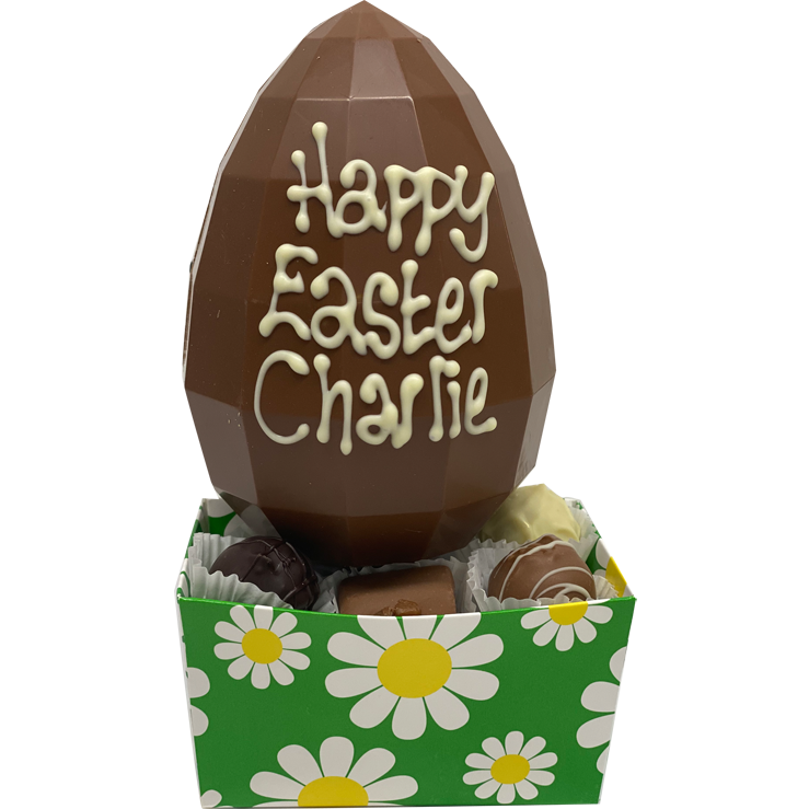 Personalised Handmade Belgian chocolate Easter egg with six chocolates
